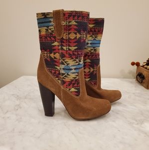 Aztec Print Ankle Boots